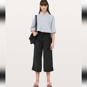 lululemon athletica Black Cropped Wide-Leg Paperbag Waist Pants